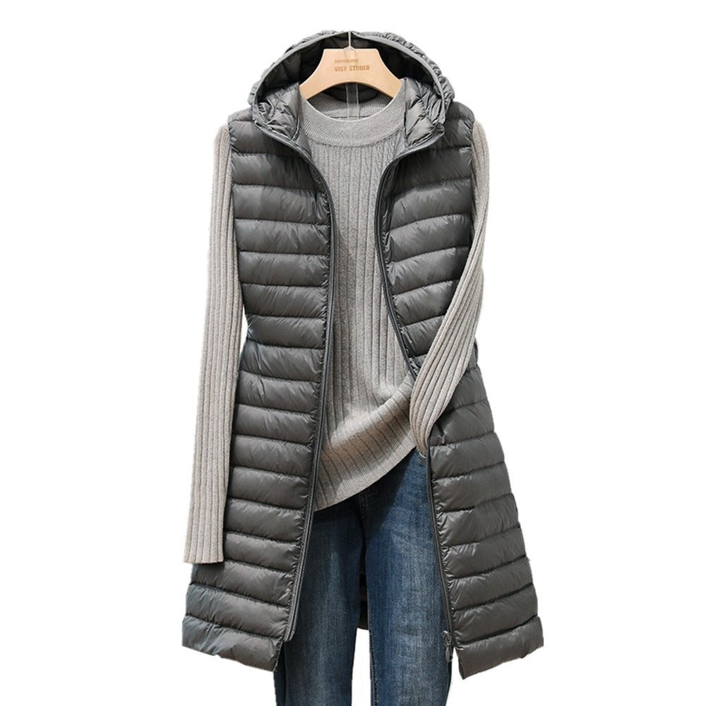 Dames Gewatteerd Vest met Capuchon - Lichtgewicht en Middellang - Herfst en Winter