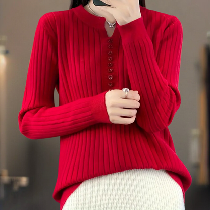 Dames Trui V-hals met Knoopjes Marit Stijl - Mode Vibes