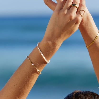 Armband met Zoetwaterparels Zilverkleurig Elegante Sieraden