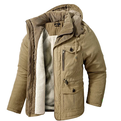Niek | Stoere heren jas met warme voering in de kleur Khaki voor heren in Lounge stijl ideaal voor de winter