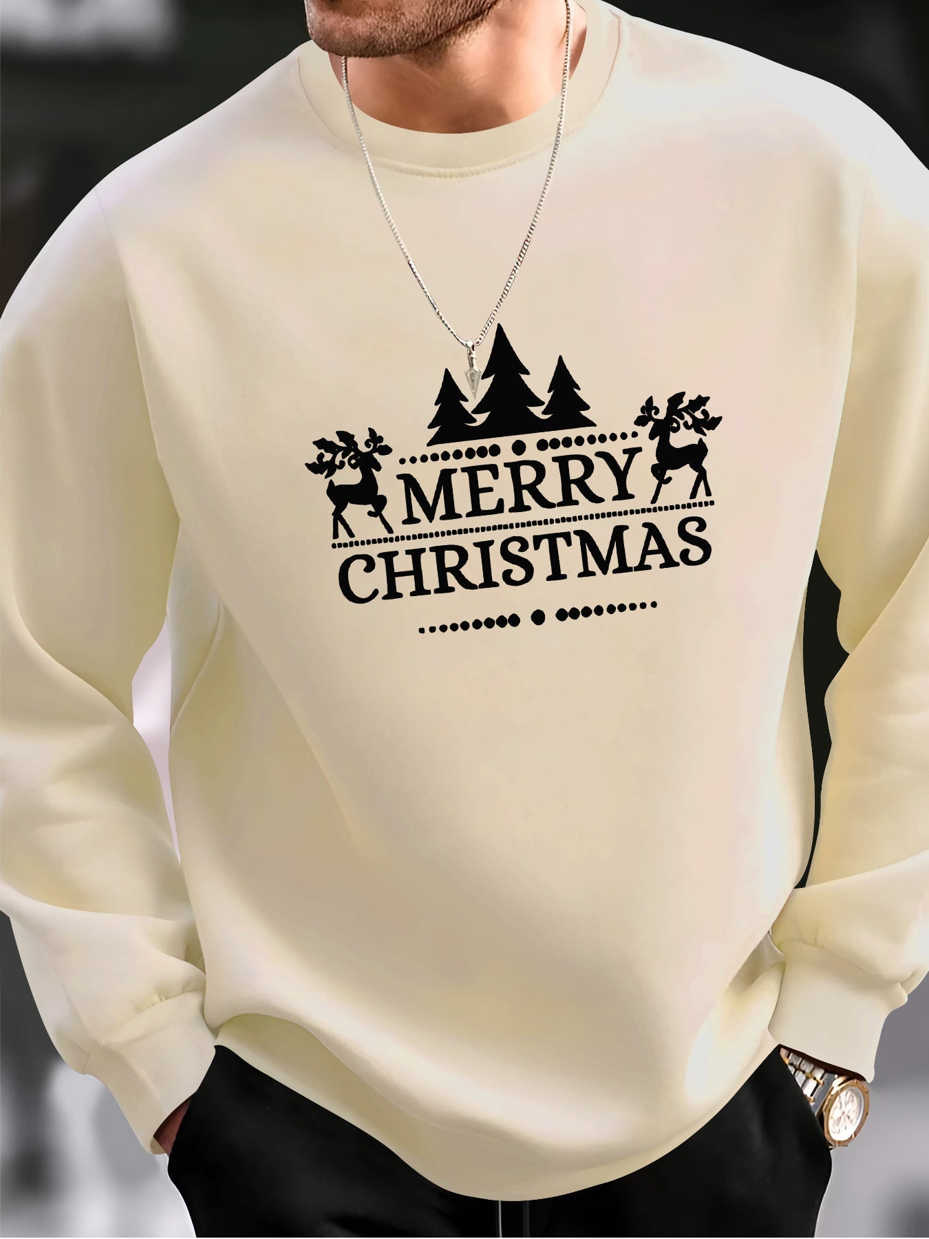 Kersttrui Heren Casual met Merry Christmas Print - Mode Vibes