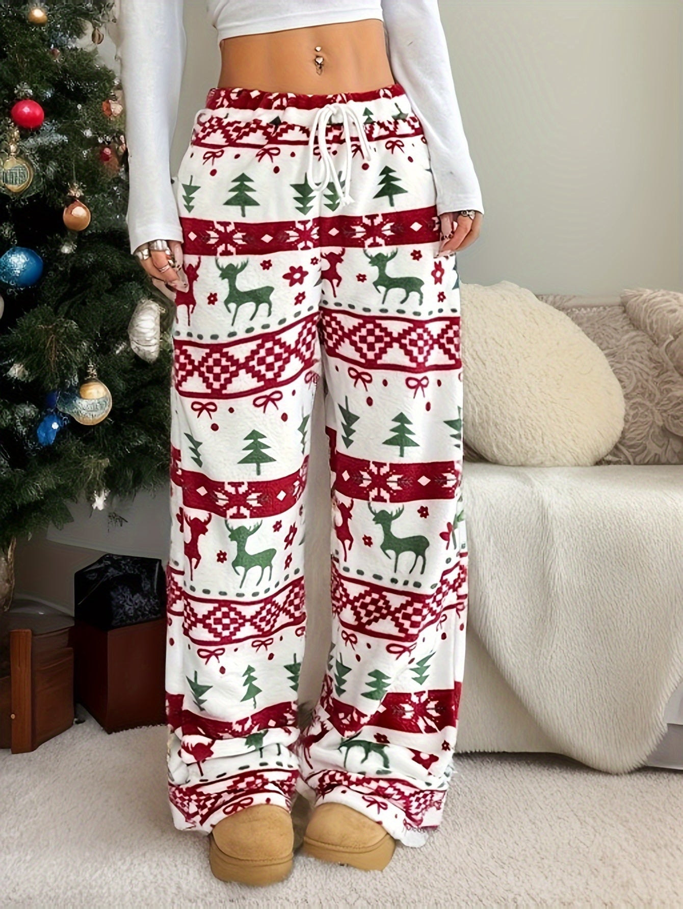 Kerstbroek Casual met Trekkoord en Comfortabele Pasvorm - Mode Vibes