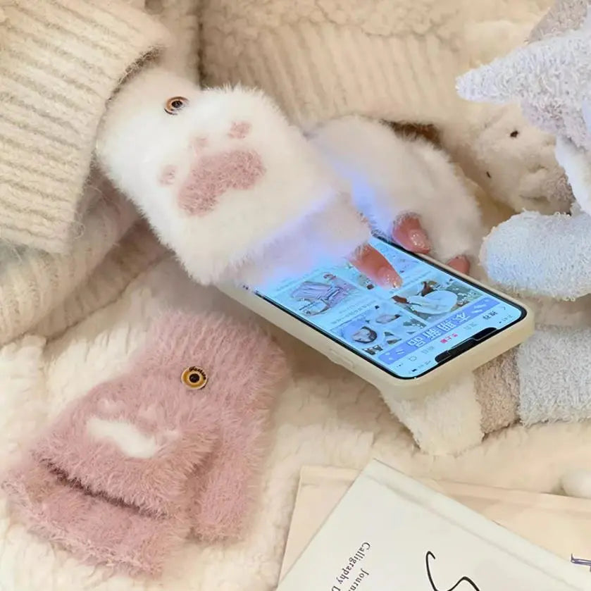 Nina | Schattige & comfortabele minky wanten in de kleur Donkergrijs voor dames in stijl ideaal voor de winter