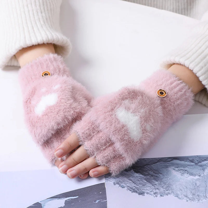 Nina | Schattige & comfortabele minky wanten in de kleur Roze voor dames in stijl ideaal voor de winter