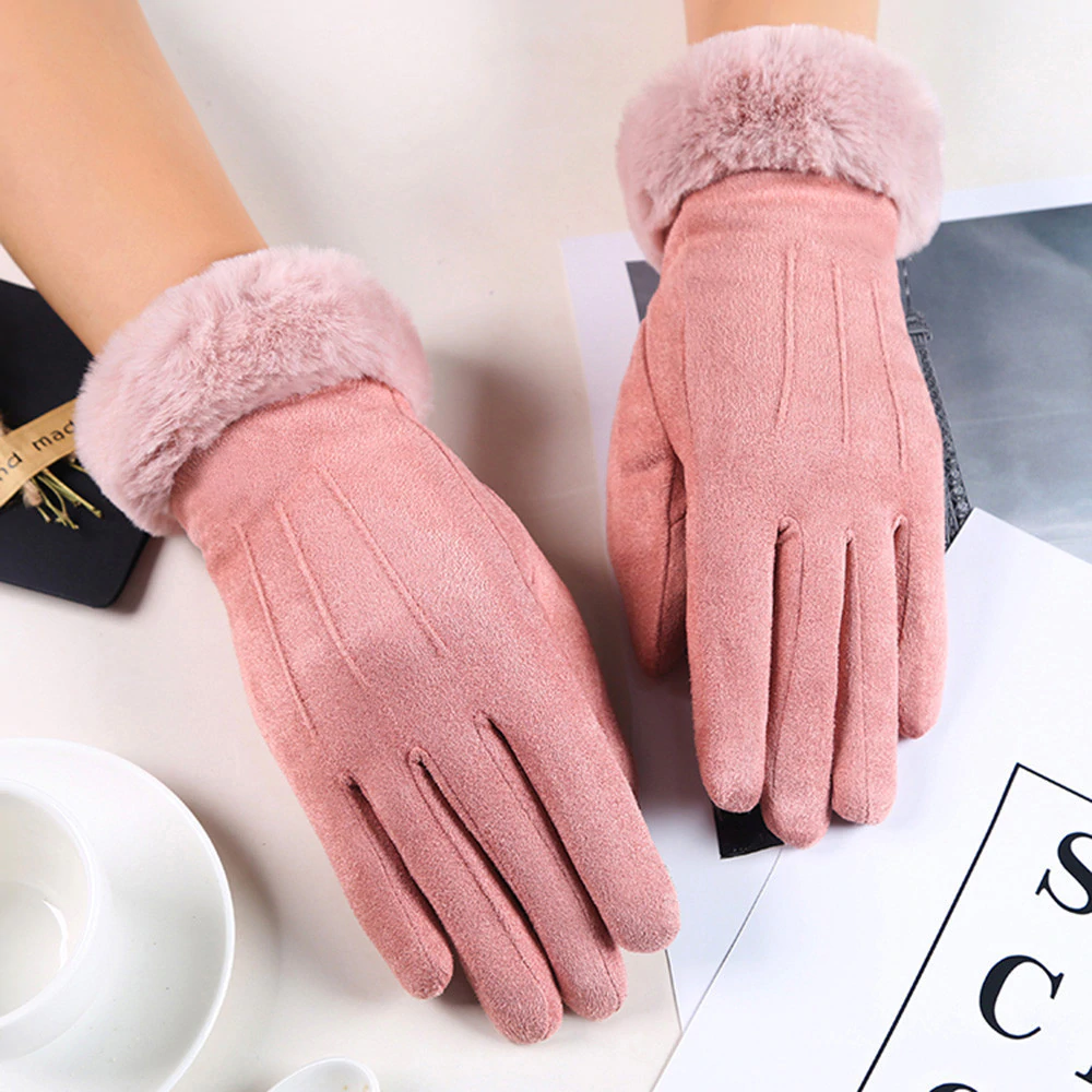Leren Handschoenen Stijlvol Fluweel Zwart Warm - Mode Vibes