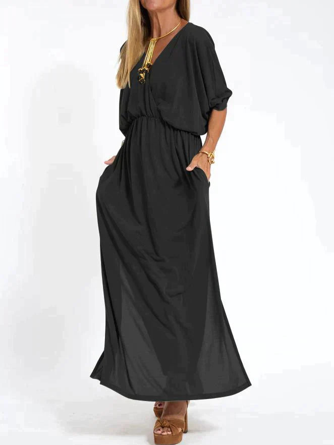 Elegante Zwarte Maxi Jurk voor Vrouw - Mode Vibes