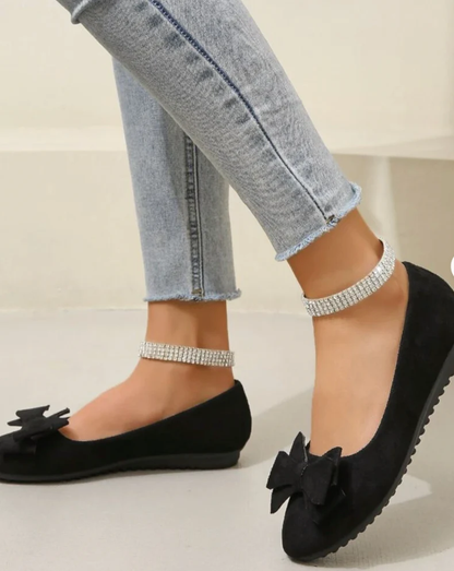 Suède Ballerina's met Strik en Comfortabele Zool