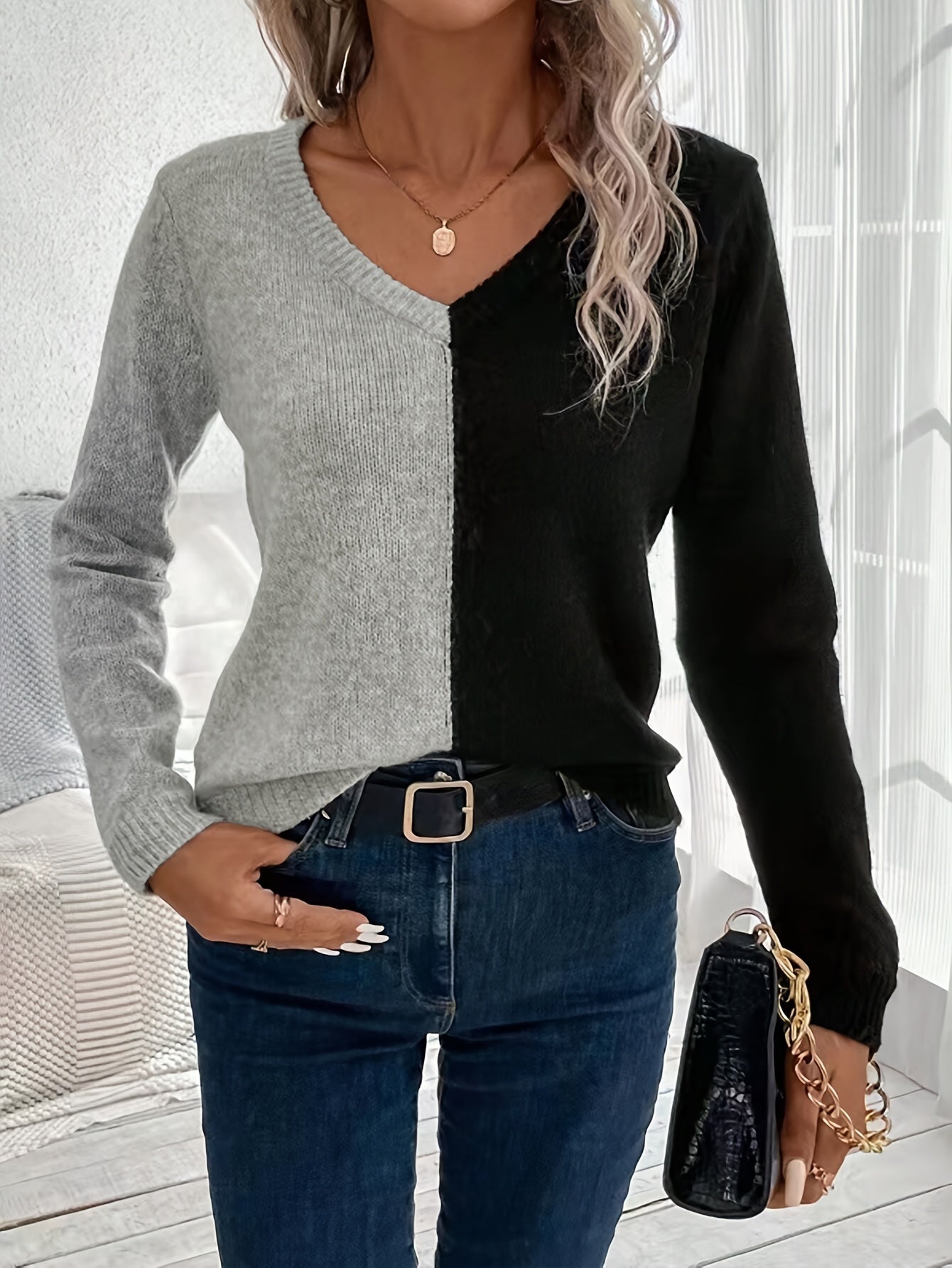 Noa | V-hals Trui Lange Mouwen Elegante Stijl - Mode Vibes