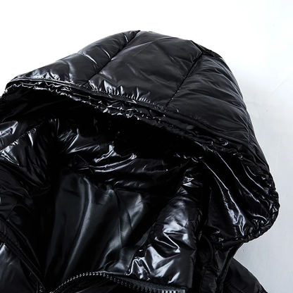 Noa | Glanzende pufferjack in de kleur Zwart voor heren in Outdoor stijl ideaal voor de winter
