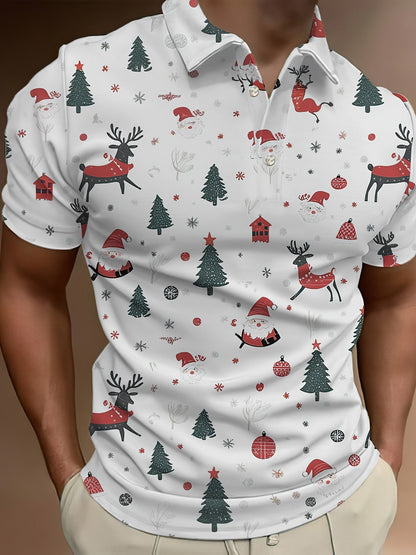 Mannen Overhemd Zomerse Kerstprint Korte Mouw Casual - Mode Vibes