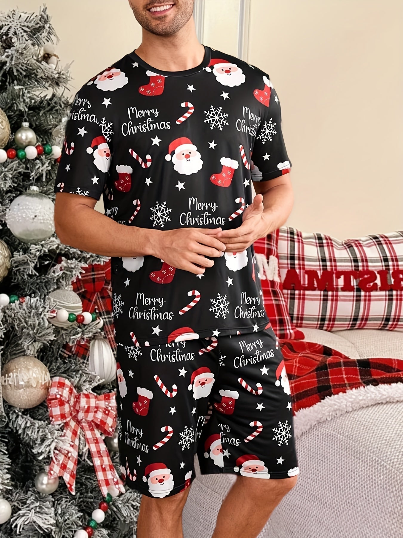 Kerstpyjama Set Heren Feestelijke Rode Design - Mode Vibes