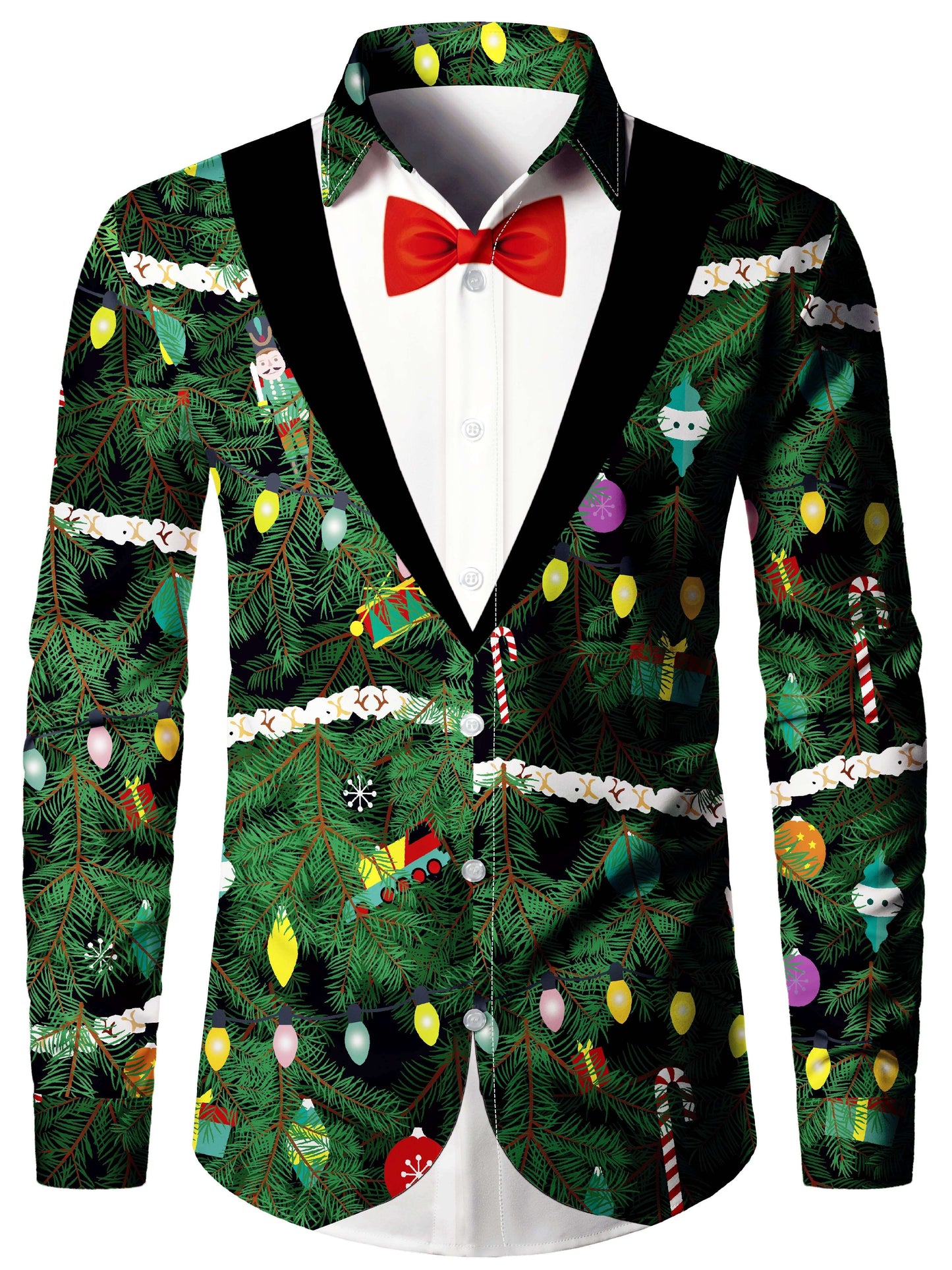 Kerstoverhemd Lange Mouwen voor Mannen Christmas Print - Mode Vibes