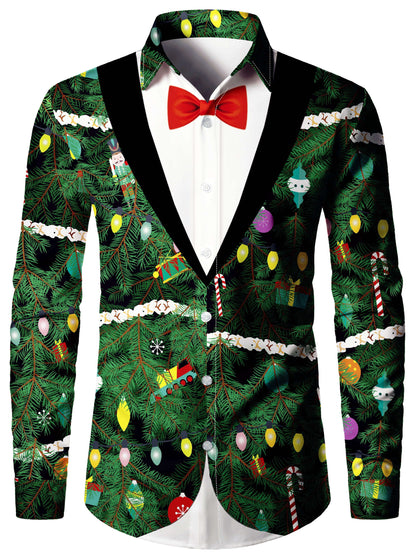 Kerstoverhemd Lange Mouwen voor Mannen Christmas Print - Mode Vibes
