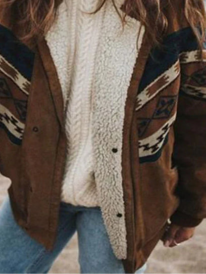 Warme Pluchen Winterjas Retro Stijl voor Dames