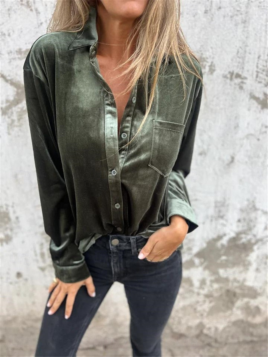 Dames Blouse Fluweel Zachte Pasvorm