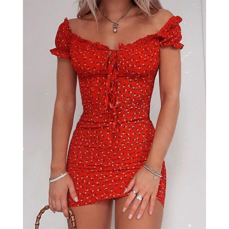 Off Shoulder Jurkje Zomerjurk Vrouwelijk en Sexy - Mode Vibes