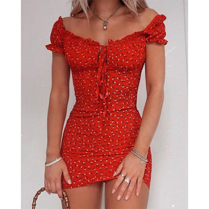 Off Shoulder Jurkje Zomerjurk Vrouwelijk en Sexy - Mode Vibes