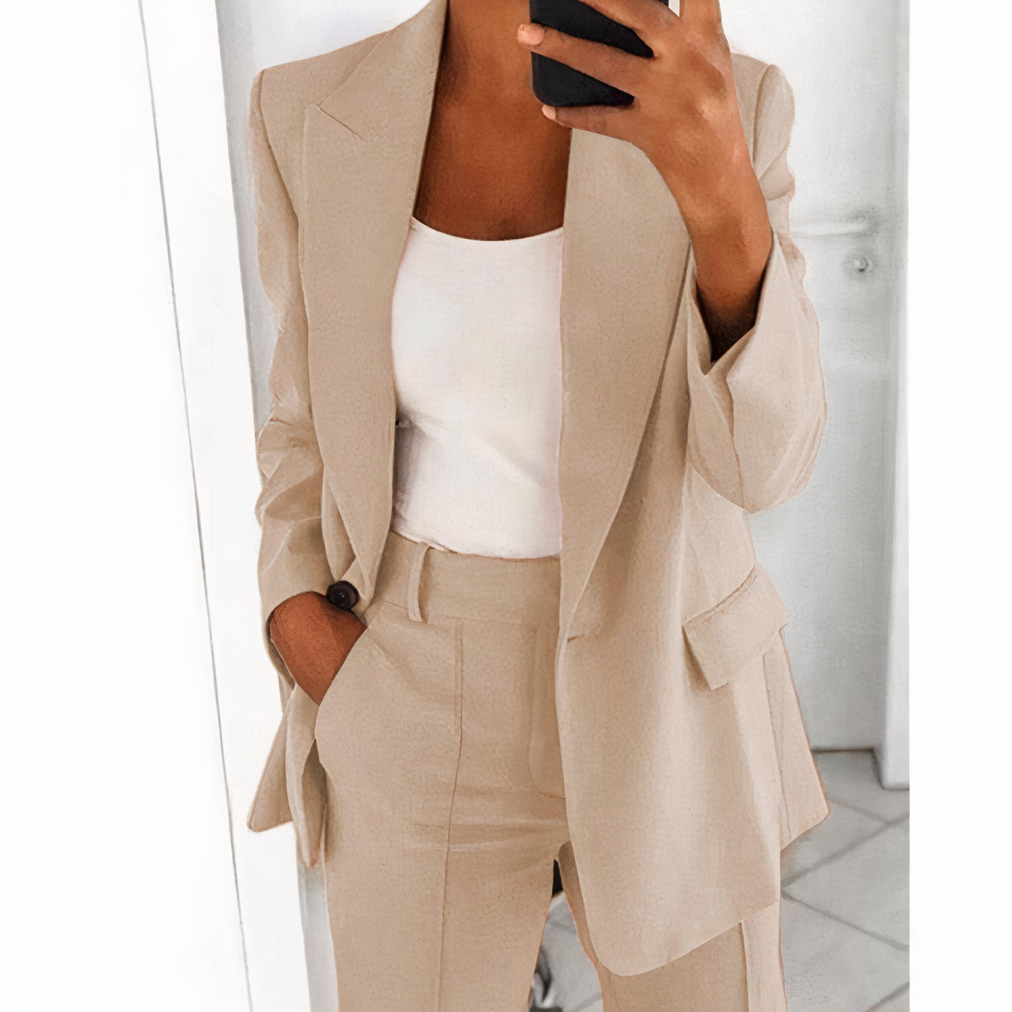 Dames Blazer Broek Set Trendy Zwart Kostenummer
