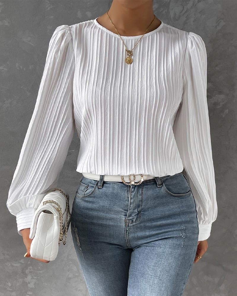 Vrouwelijke Blouse met Lantaarnmouwen Stijlvol Design - Mode Vibes