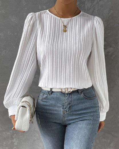 Vrouwelijke Blouse met Lantaarnmouwen Stijlvol Design - Mode Vibes