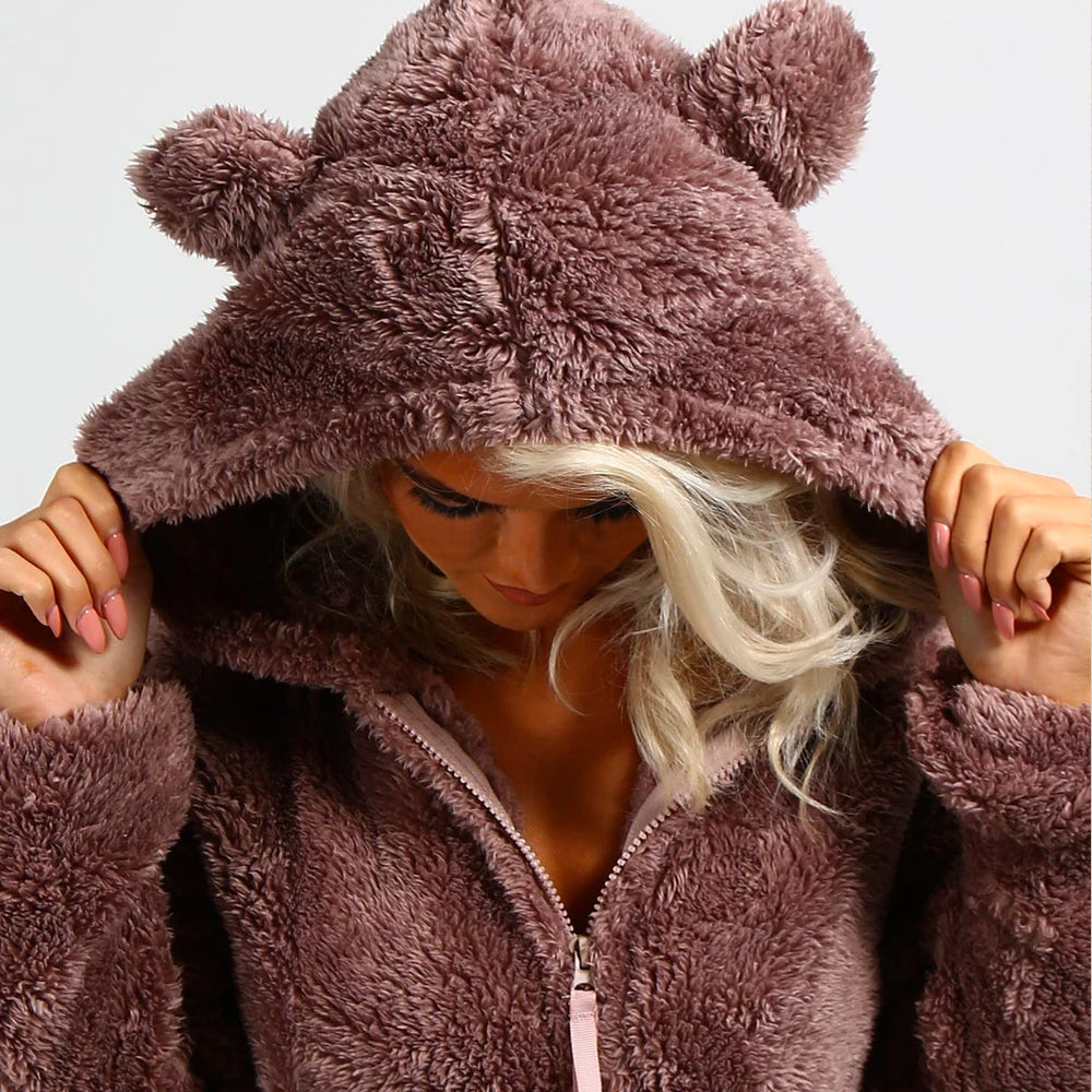 Zachte Fleece Onesie met Beren voor Volwassenen