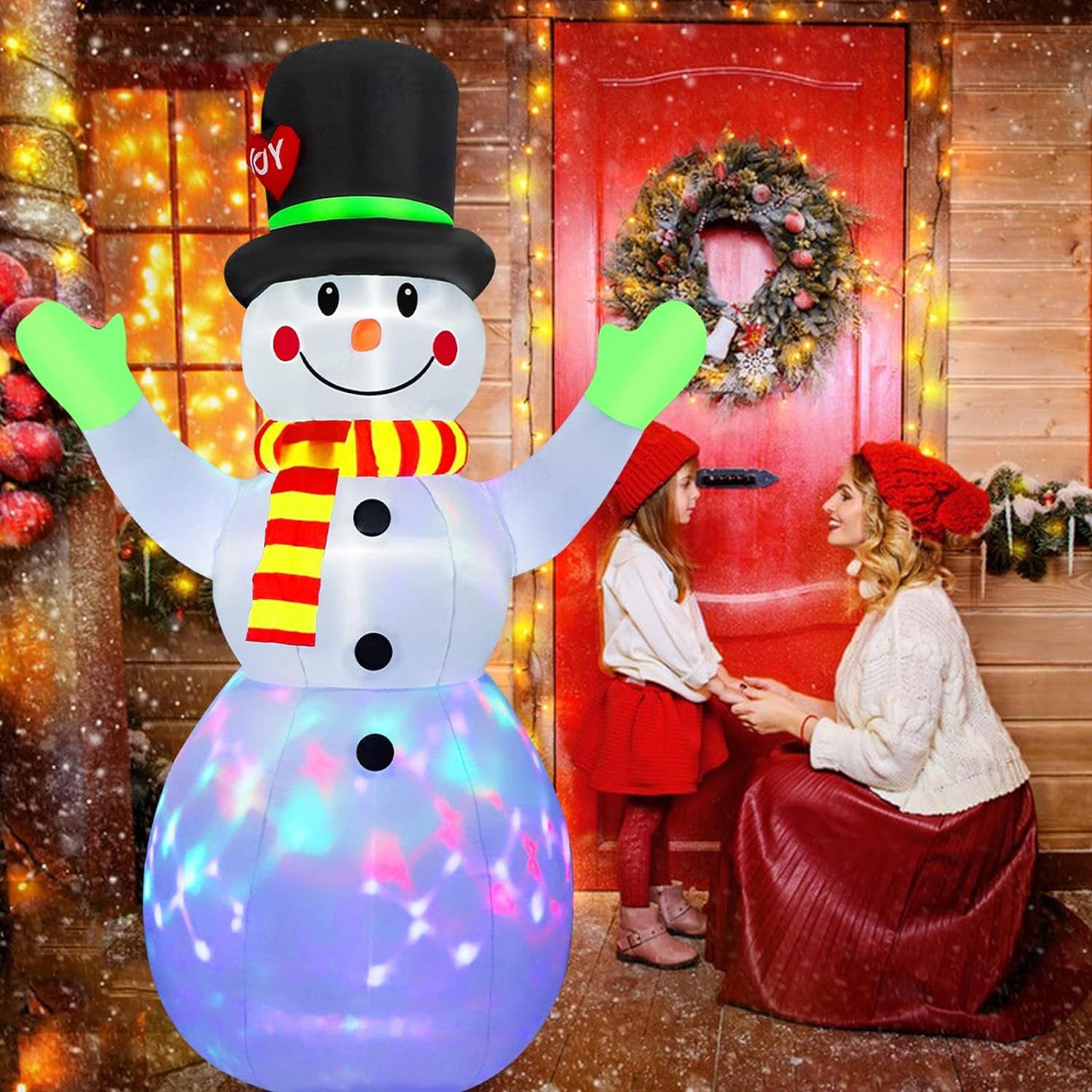 Grote Opblaasbare Sneeuwman Verlicht 213 cm Kerst Decoratie