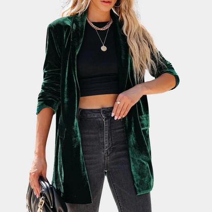 Fluwelen Jas Zomerse Elegant Zwart