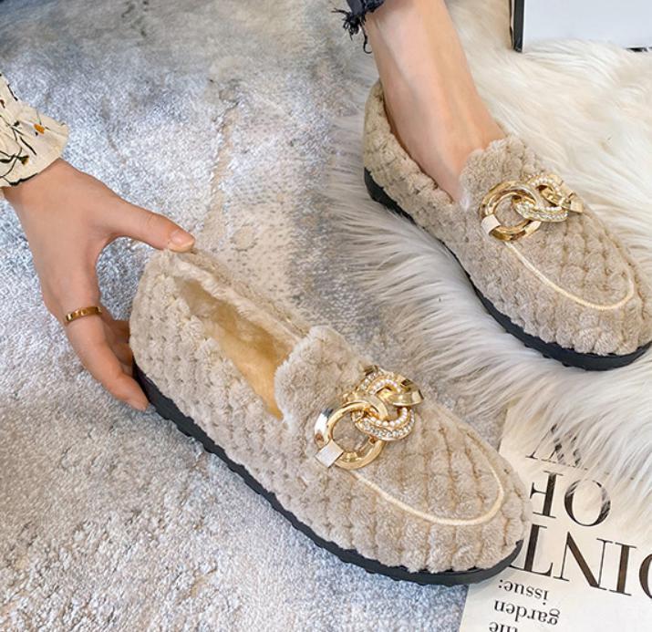 Warme Winter Loafers Met Glitter Effect