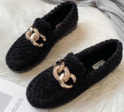 Warme Winter Loafers Met Glitter Effect