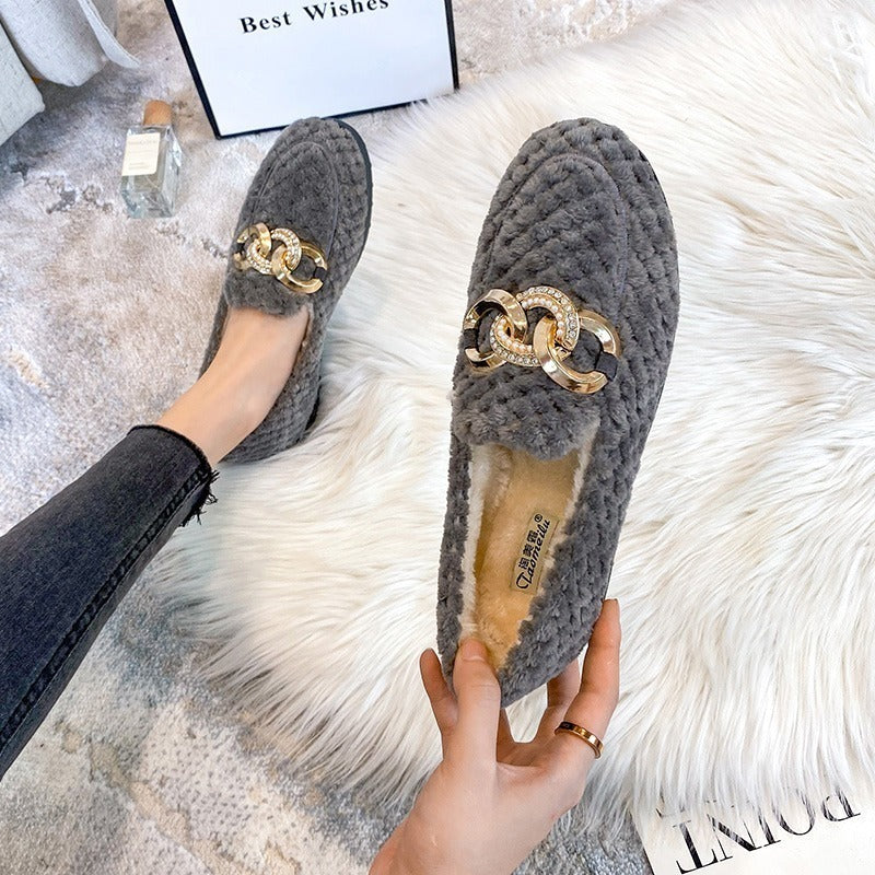 Warme Winter Loafers Met Glitter Effect