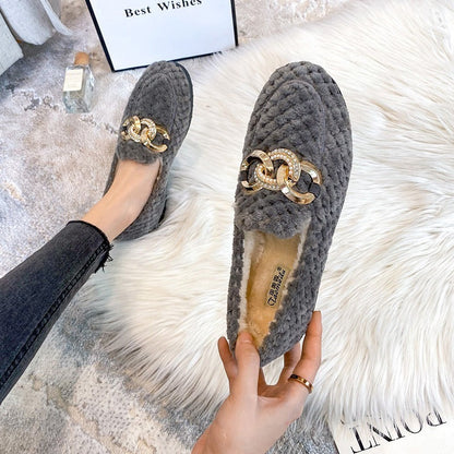 Warme Winter Loafers Met Glitter Effect