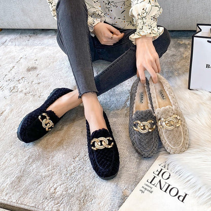 Warme Winter Loafers Met Glitter Effect