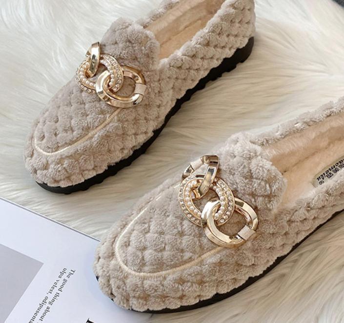 Warme Winter Loafers Met Glitter Effect