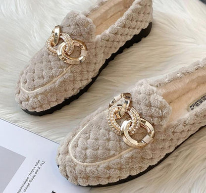 Warme Winter Loafers Met Glitter Effect