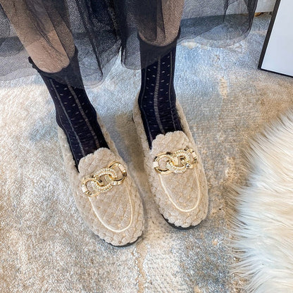 Warme Winter Loafers Met Glitter Effect