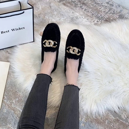 Warme Winter Loafers Met Glitter Effect