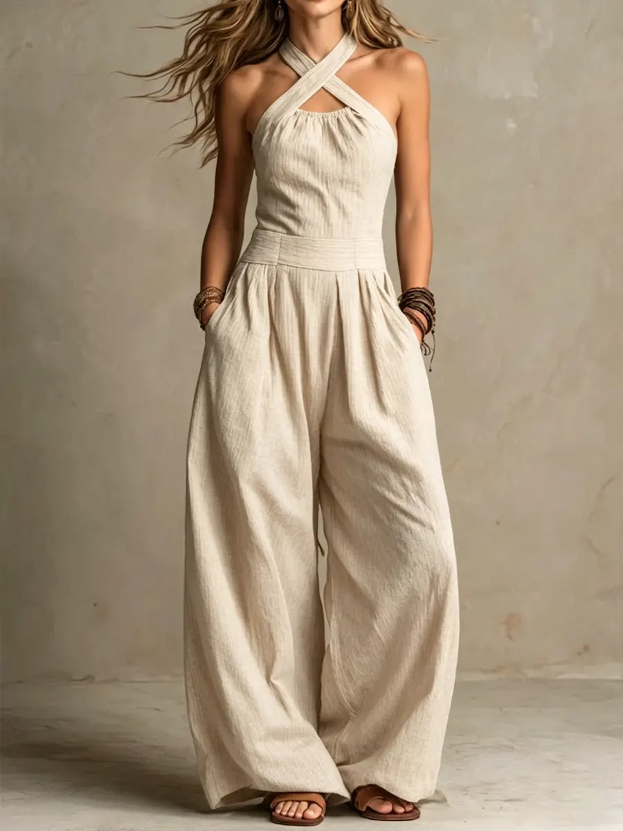 Dames Jumpsuit Elegante Pasvorm Gekruiste Halslijn - Mode Vibes
