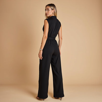 Mouwloze Jumpsuit Hoge Kraag met Ceintuur Zomerjurk
