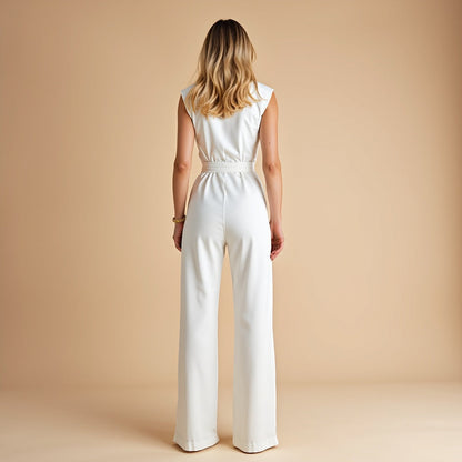 Mouwloze Jumpsuit Hoge Kraag met Ceintuur Zomerjurk
