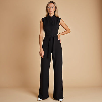 Mouwloze Jumpsuit Hoge Kraag met Ceintuur Zomerjurk