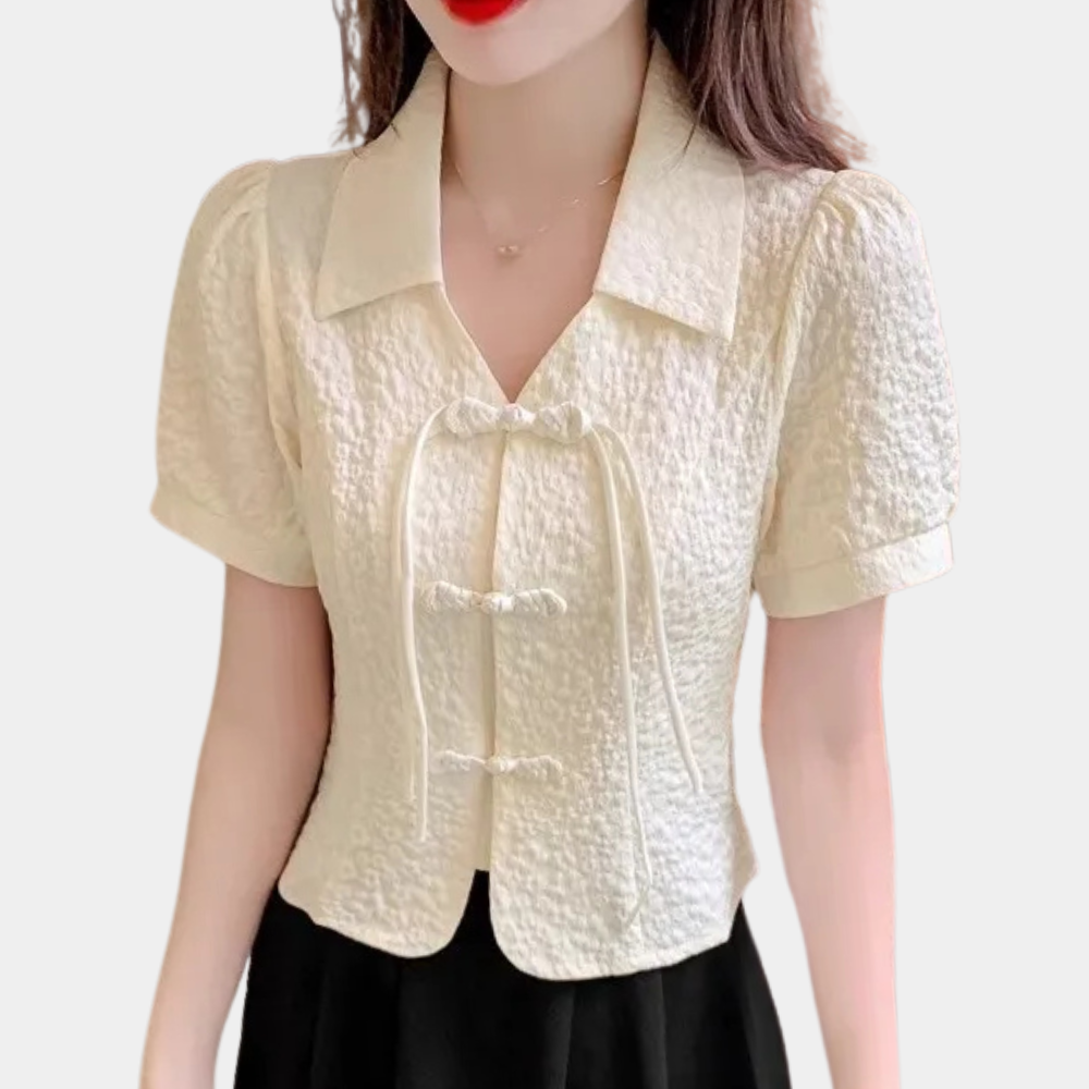 Dames Zomer T-shirt Beige Klassieke Stijl - Mode Vibes