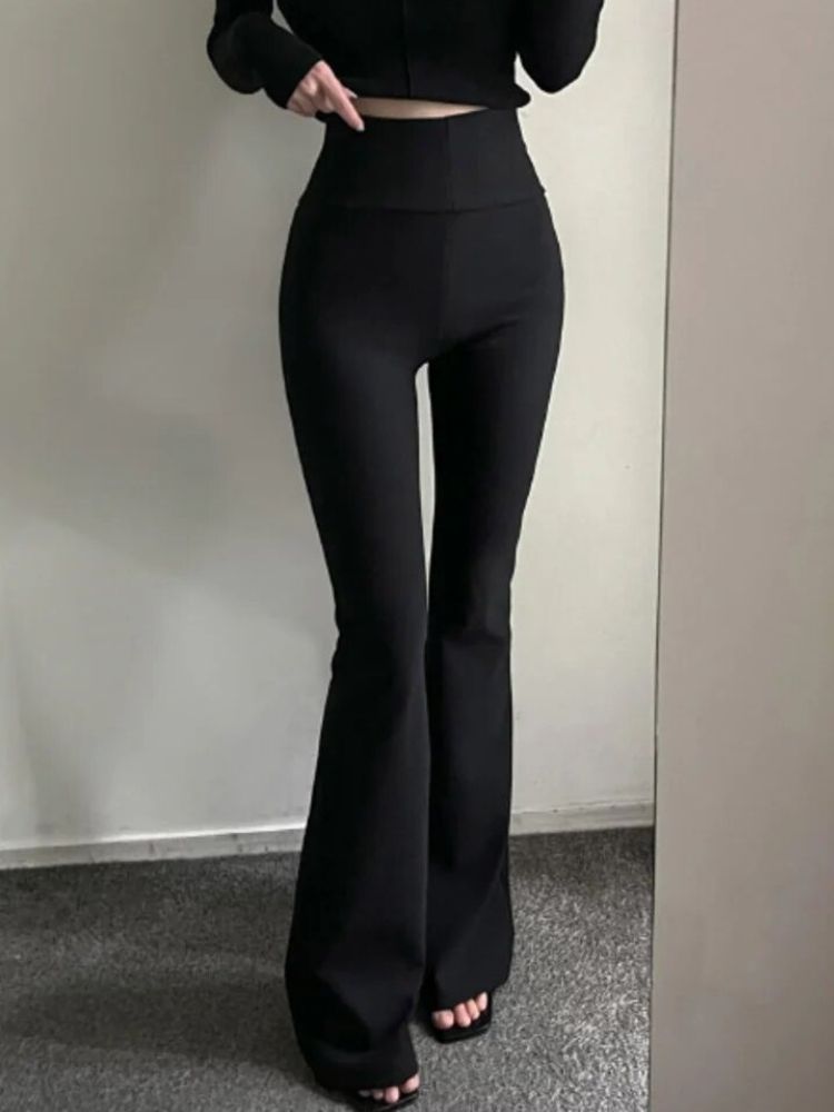 Hoge Taille Uitlopende Broek Elegante Vrouwelijke Stijl - Mode Vibes