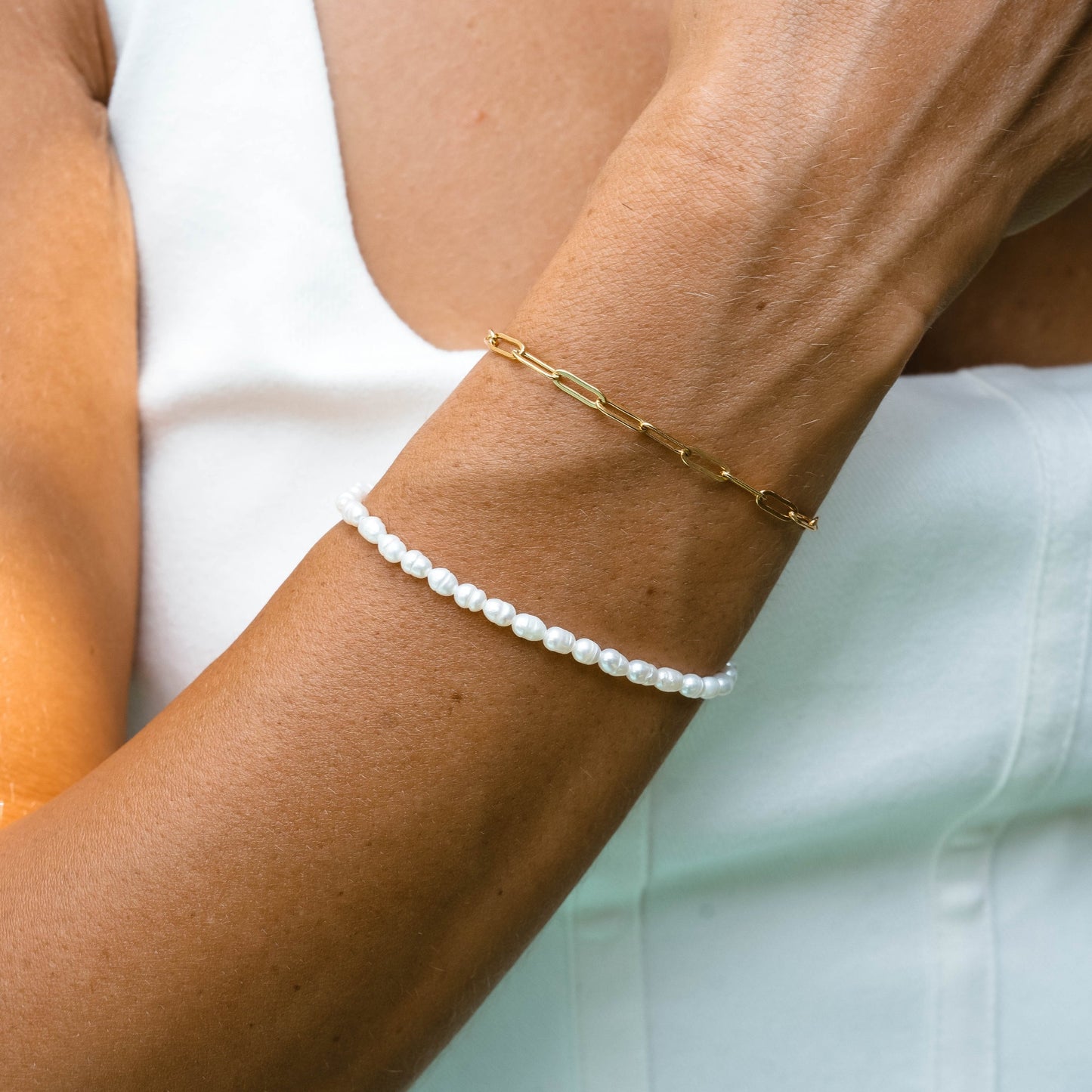 Armband met Zoetwaterparels Zilverkleurig Elegante Sieraden
