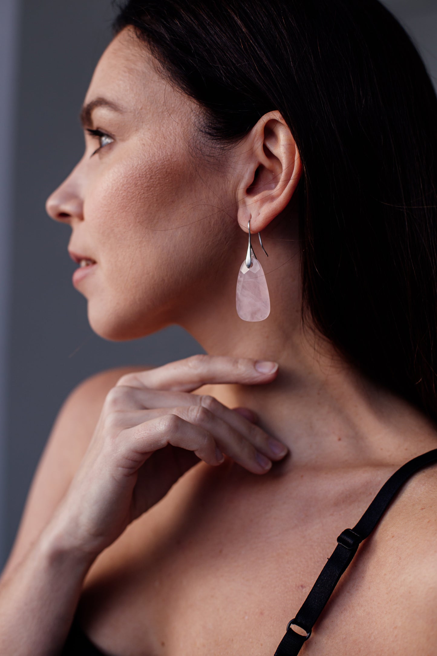 Rozenkwarts Oorbellen Bescherming Natuursteen Sieraden