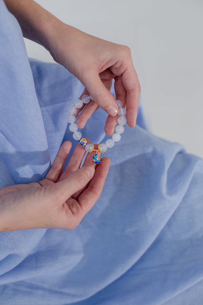 Witte Agaat Armband met Vlinder Motief Evelina