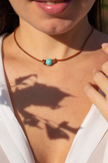 Turkoois Choker Ketting Zilverkleurig Calista - Mode Vibes