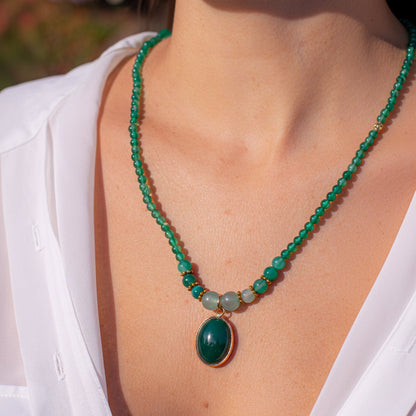 Groene Onyx Ketting Kalmerend Vintage Sieraad - Mode Vibes