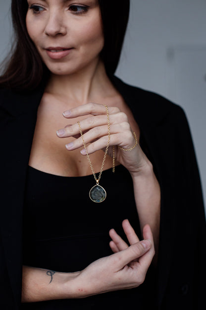 Labradoriet Halsketting Edelsteen Zilveren Ketting