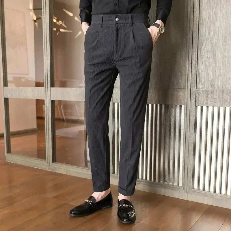 Corduroy Broek Slanke Fit voor Mannen - Mode Vibes
