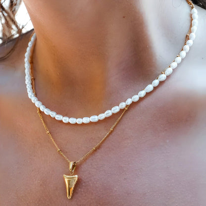 Parelketting Zilverkleurig met Lunaria Hanger